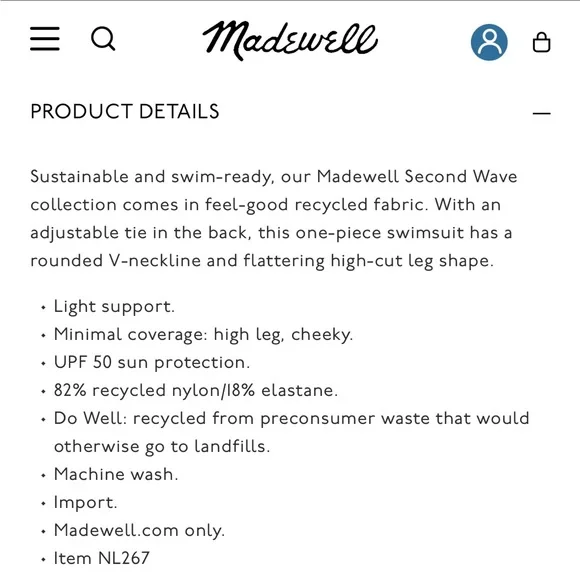 NWT Madewell Second Wave Tropical Leaf Print One-Piece Swimsuit - Picture 9 of 9